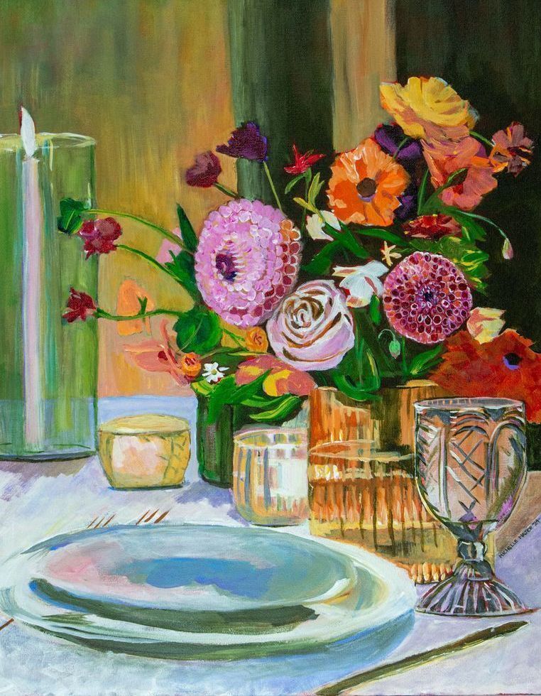 Dreamy Flower Tablescape Art | Michelle Major Art