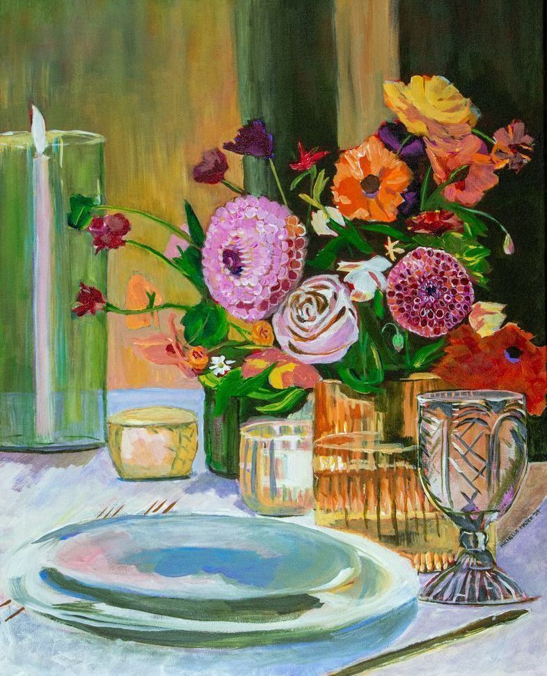 Dreamy Flower Tablescape Art | Michelle Major Art