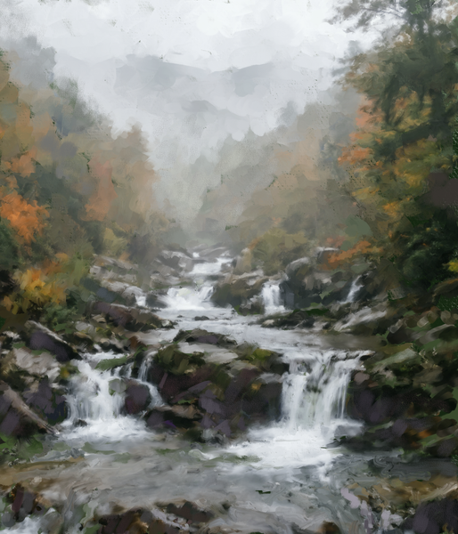 Foggy Mountain Creek Art | Olin Gillis Fine Art