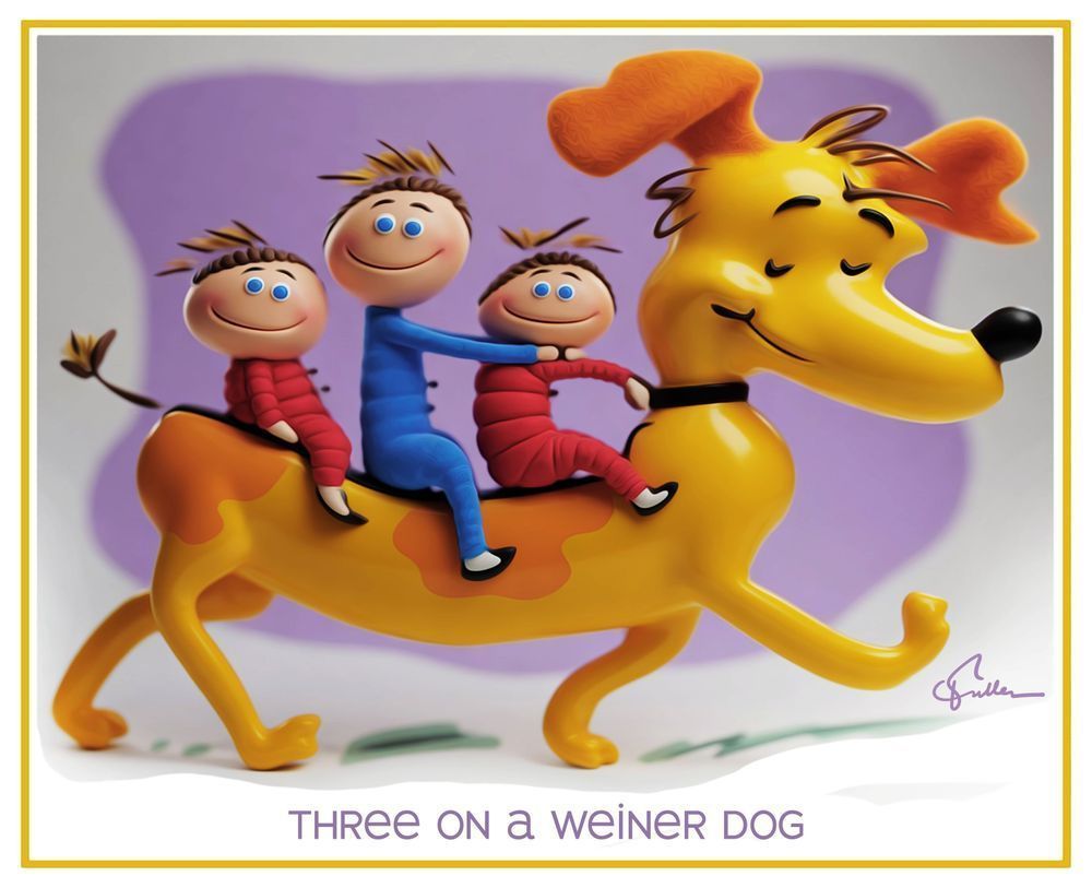 Three On A Weiner Dog Art | Art of Van Evan Fuller
