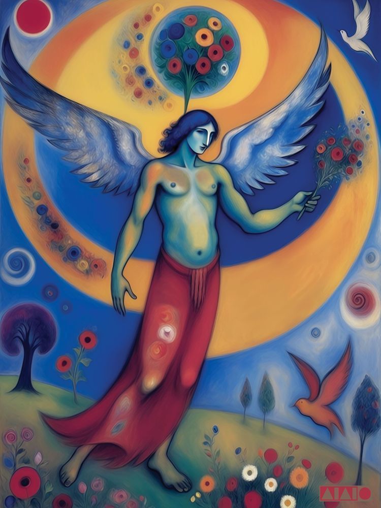 Red Angel In The Manner Of Chagall And Redon Art | Art of Van Evan Fuller