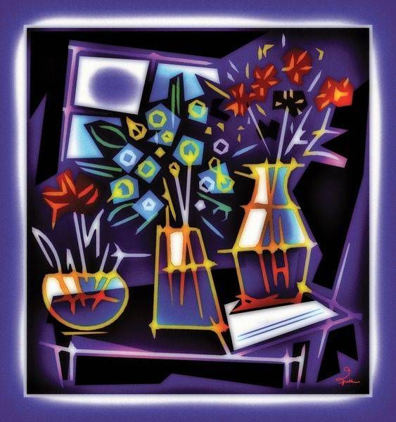 Flowers In a Purple Room