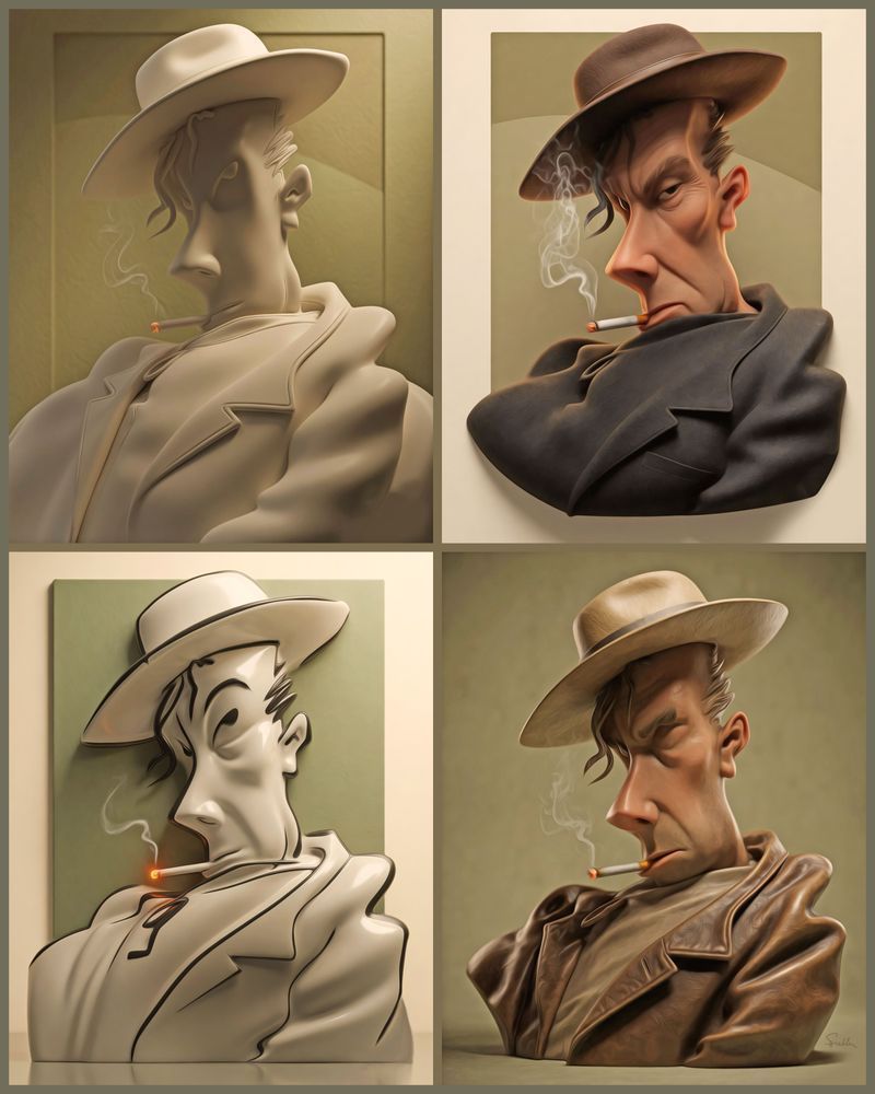 Four Portraits Of A Smoking Man 2 Art | Art of Van Evan Fuller