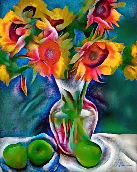 Green Apples and Sunflowers