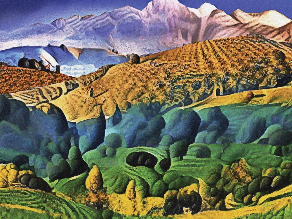 Gold And Green Scene Art | Art of Van Evan Fuller