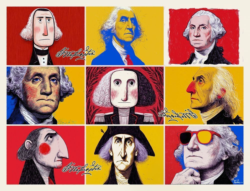 George Washington, Yellow And Red Art | Art of Van Evan Fuller