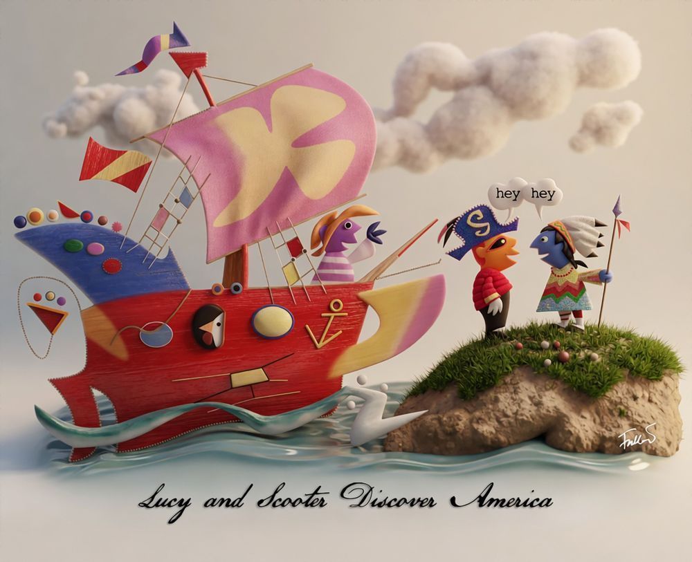 Lucy And Scooter Discover America 2 Art | Art of Van Evan Fuller