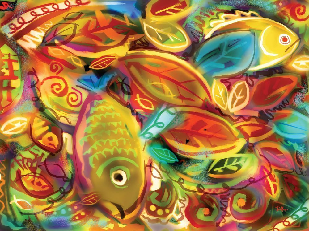 Leaves And Fishes Art | Art of Van Evan Fuller