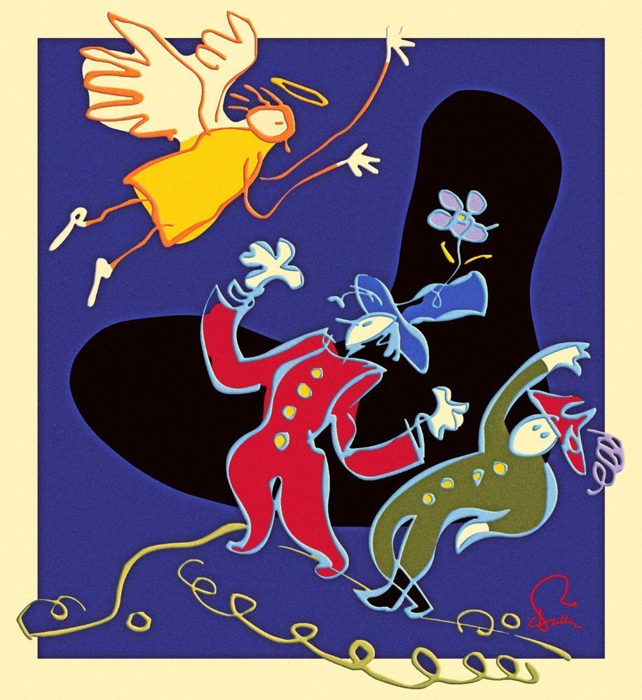 Humphrey And Pip Were Encouraged By The Spindly Armed Angel Art | Art of Van Evan Fuller