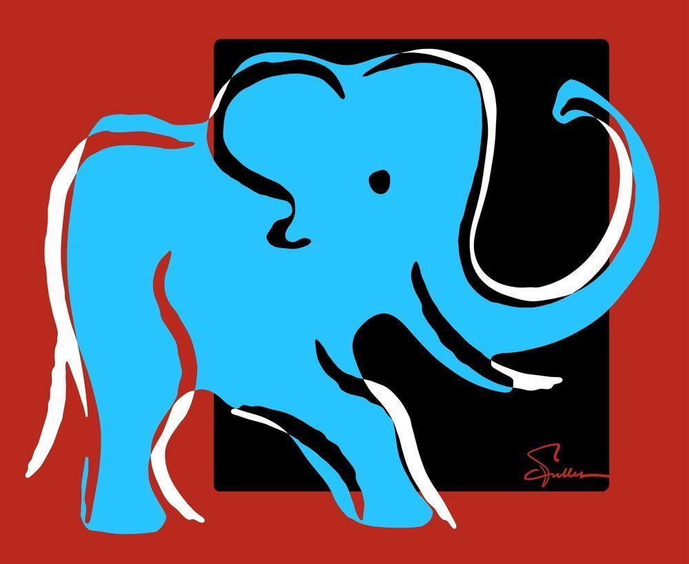 Blue Pachyderm Art | Art of Van Evan Fuller