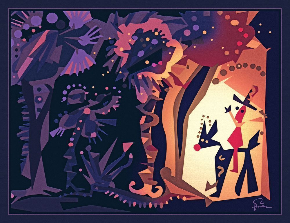 Cowboy Mike And Nigel Approach The Fabled Woods Of Nom De Plume Art | Art of Van Evan Fuller