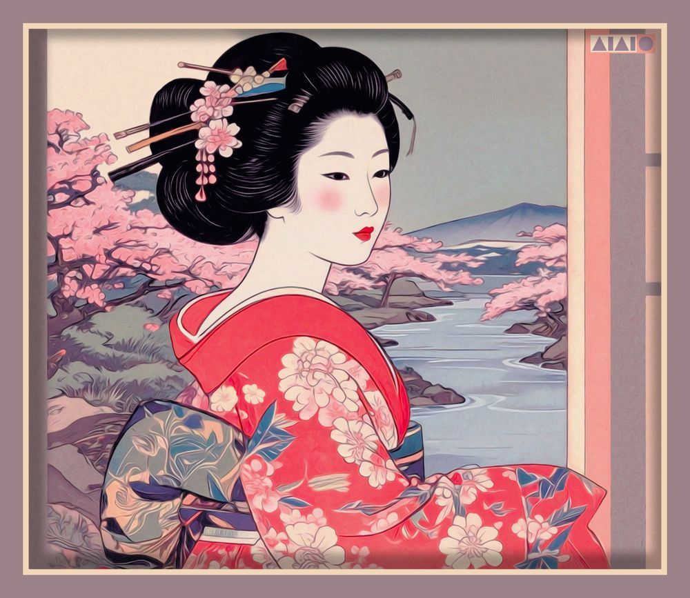 Geisha In Red Art | Art of Van Evan Fuller