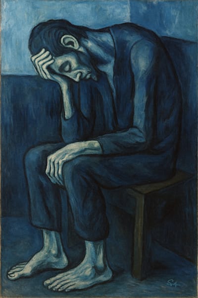 Mournful Man, Manner of Picasso