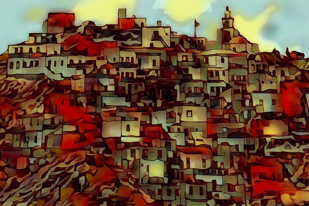 Village On A Hillside Art | Art of Van Evan Fuller
