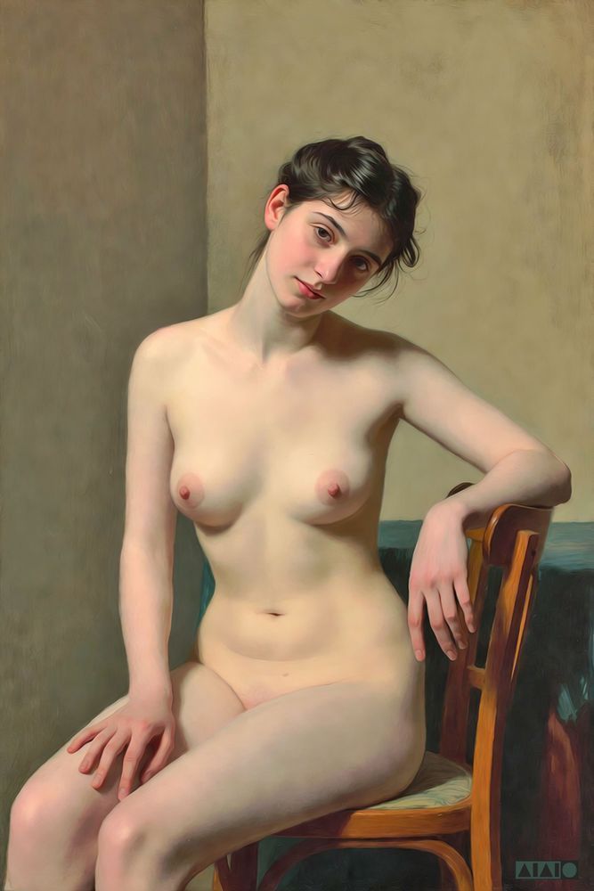 Woman Sitting On A Wooden Chair Art | Art of Van Evan Fuller