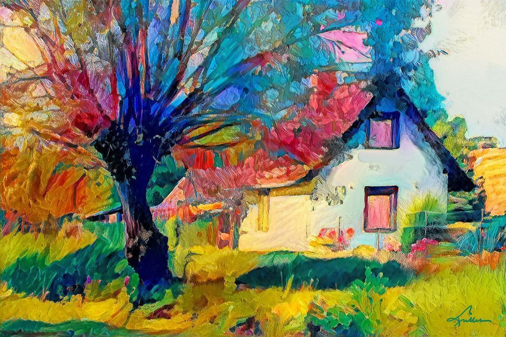 Tree And Cottage Art | Art of Van Evan Fuller