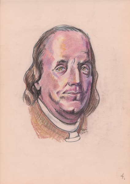 Ben Franklin Pastel Drawing Art | Duncole Art
