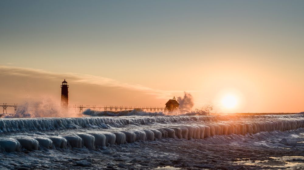 Boiling Cold - Winter Sunset at Lake Michigan