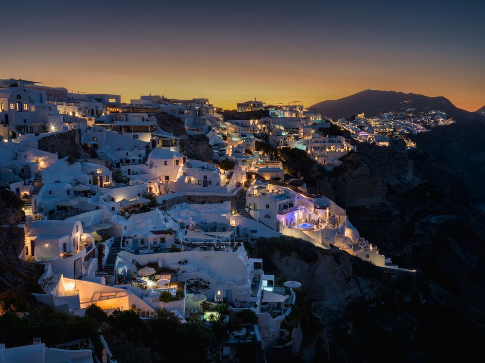 Twilight Over Oia - Serene Santorini Sunrise Photography