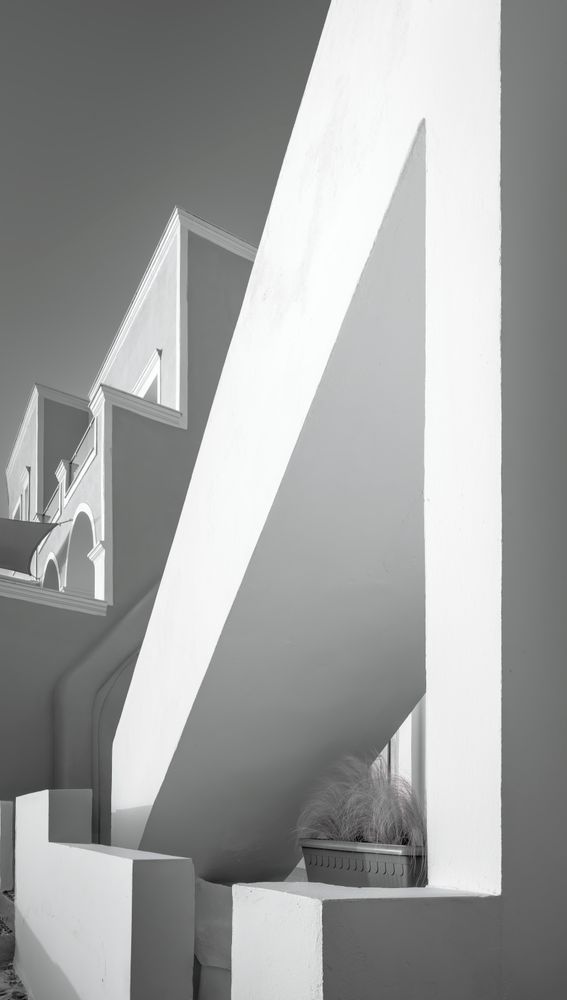 Santorini Geometry - Monochrome Architectural Photography