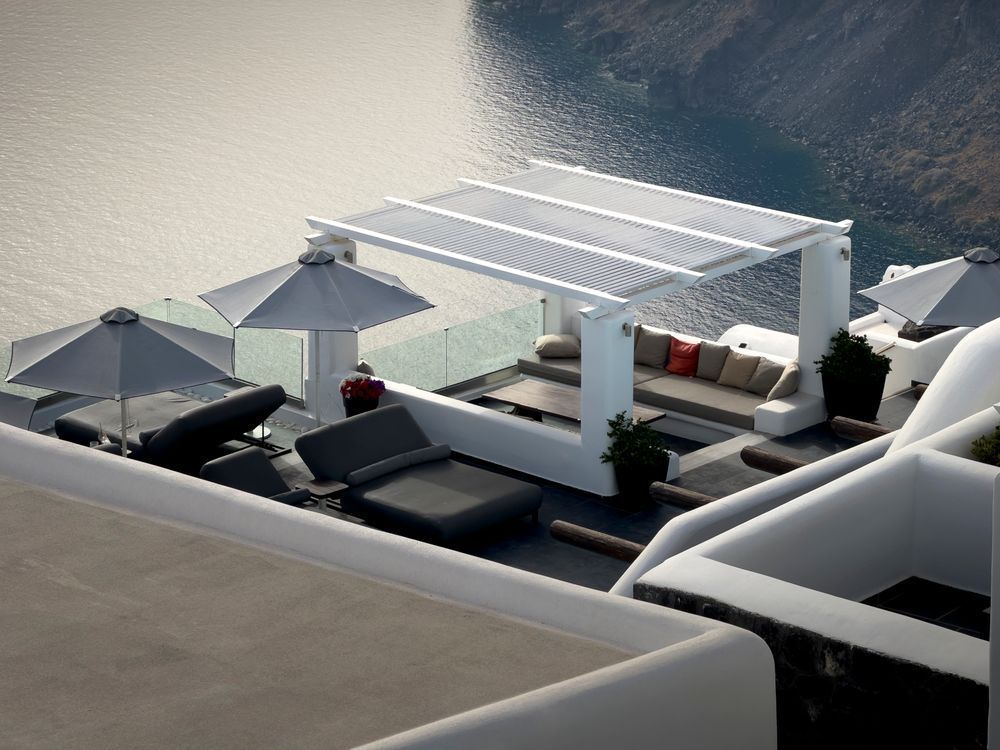 Santorini Overlook - Minimalist Outdoor Artwork