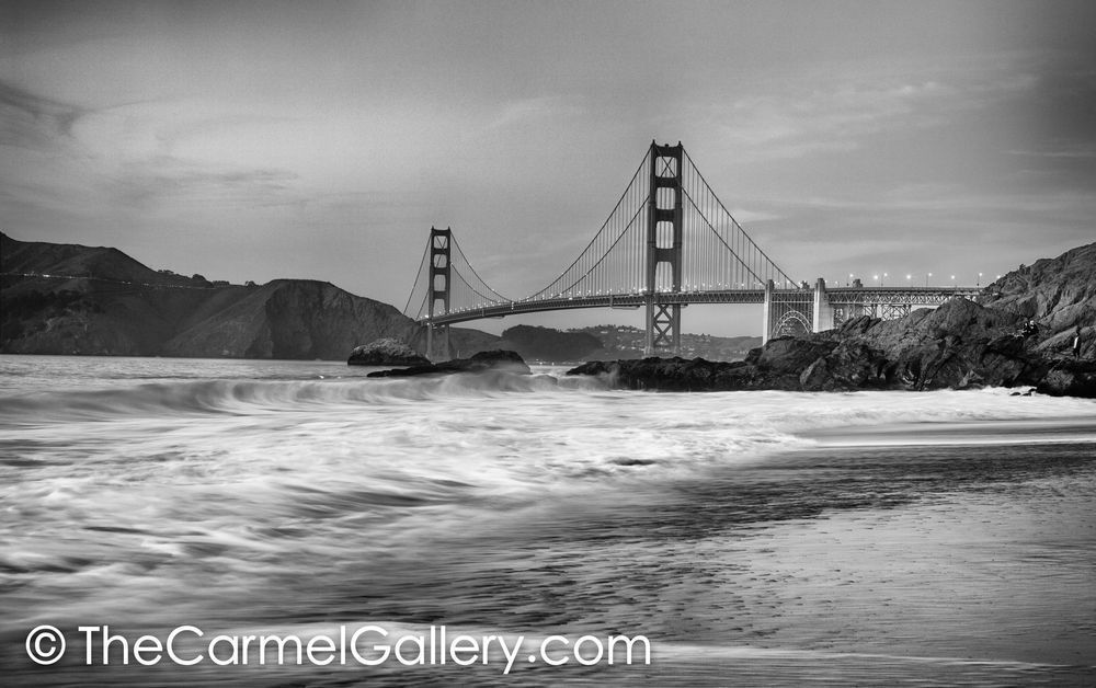 Dusk Golden Gate BW