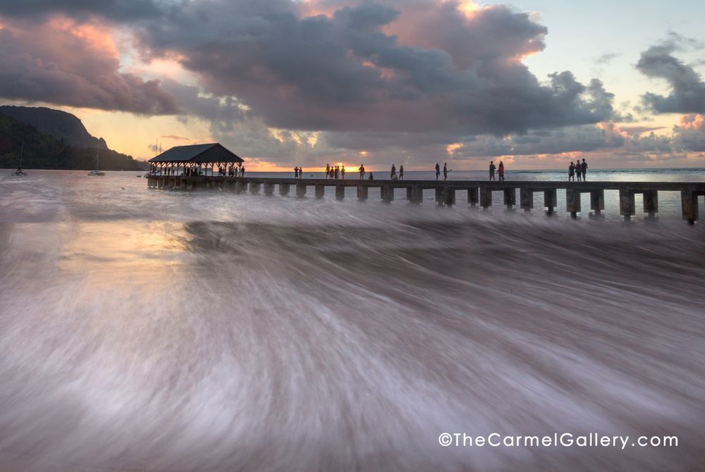 Hanalei Bay pier at sunset
