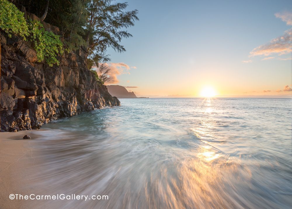 Pastel colors at sunset on Hideaway Beach in Kauai