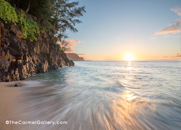 Pastel colors at sunset on Hideaway Beach in Kauai