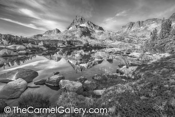 Morning Reflection Banner Peak BW