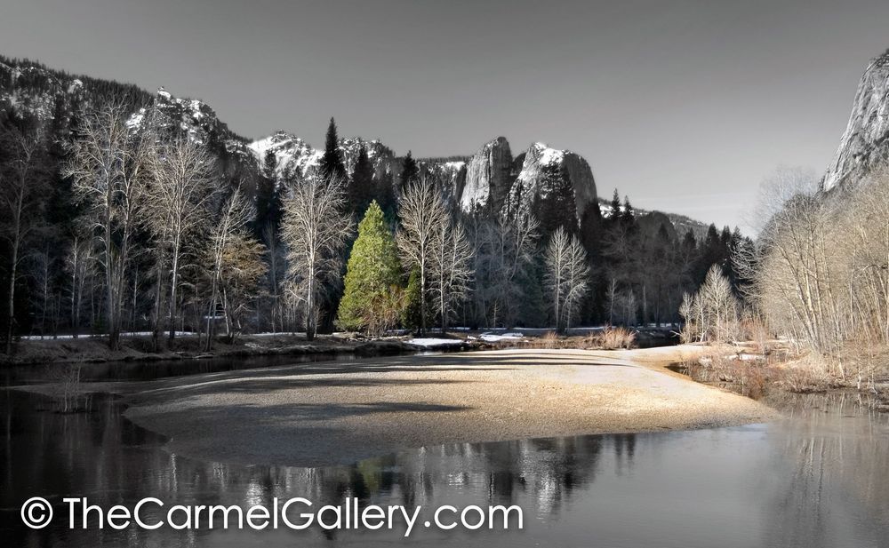 Winter Light Yosemite BW