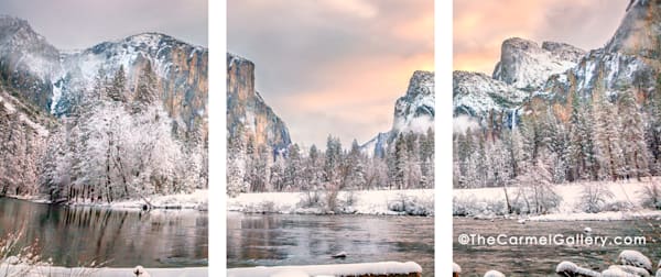 Winter Morning Valley View Triptych Photography Art | The Carmel Gallery