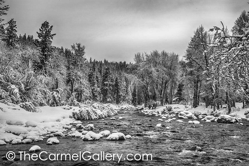 Truckee River in Winter BW