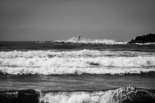 A Ship on the rough sea