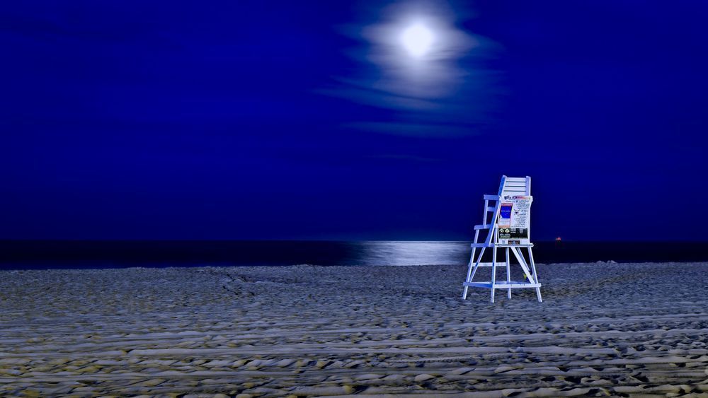 Ocean City Md Life Guard Chair At Night Photography Art | Kasdenphotography.art