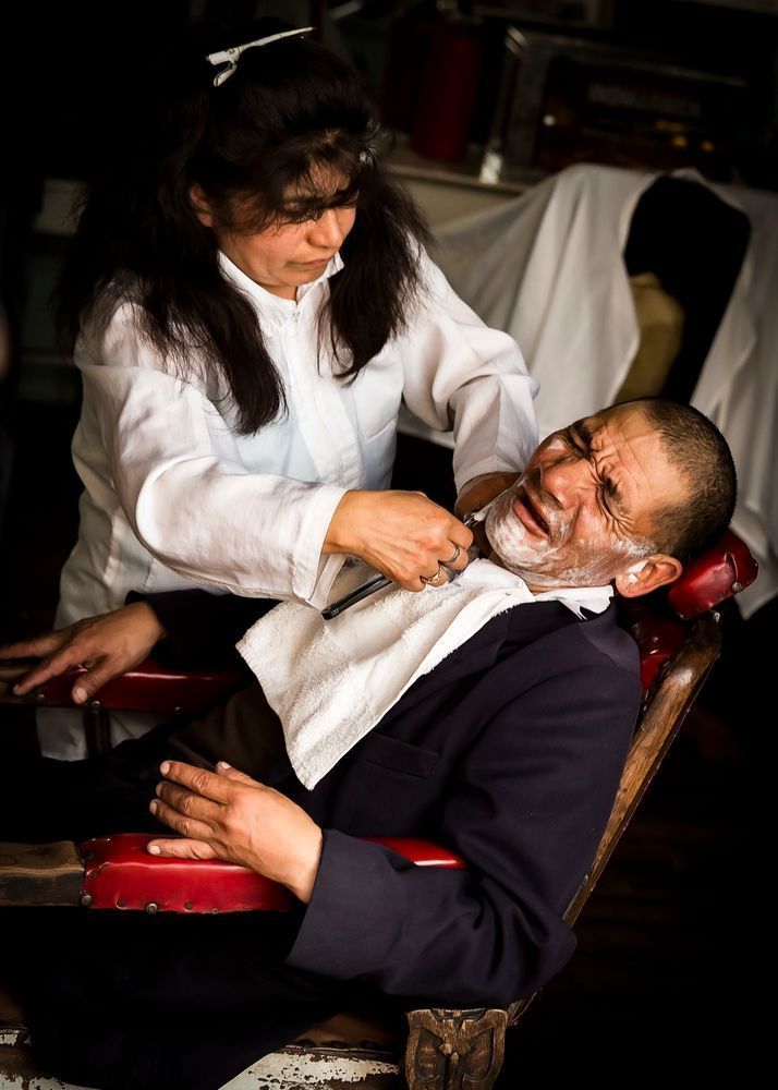 Scott Kasden | Shop photo of man getting close  barber shave