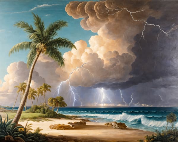 Storm over Beach Watercolor