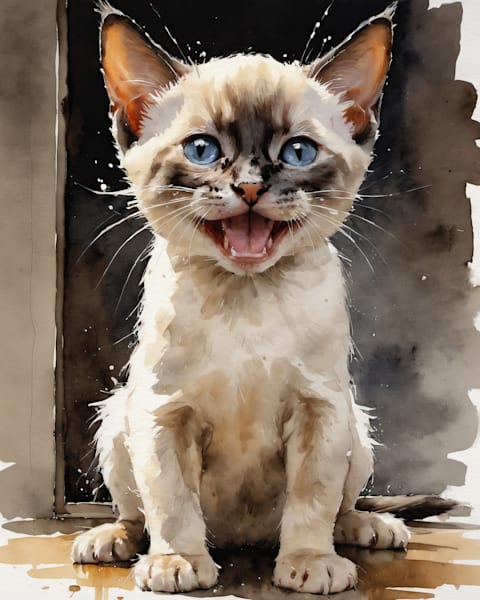 Siamese Kitten Watercolor