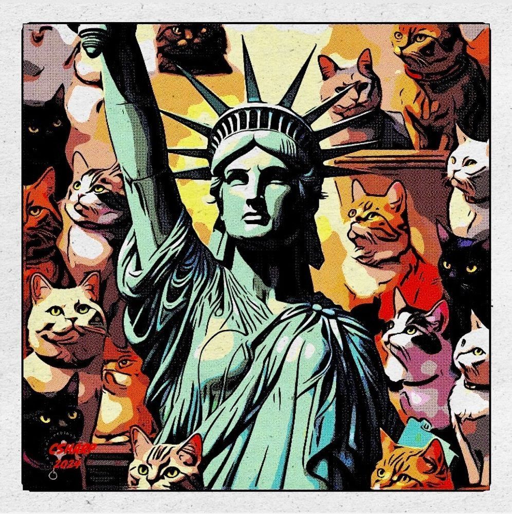 Cat Lady Liberty Art | csharp art