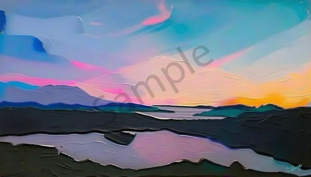 Pink And Blue Sunset Art | csharp art