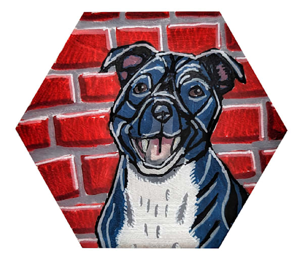 Staffordshire Bull Terrier Clay Hex Art | Catan Brick Dog Print