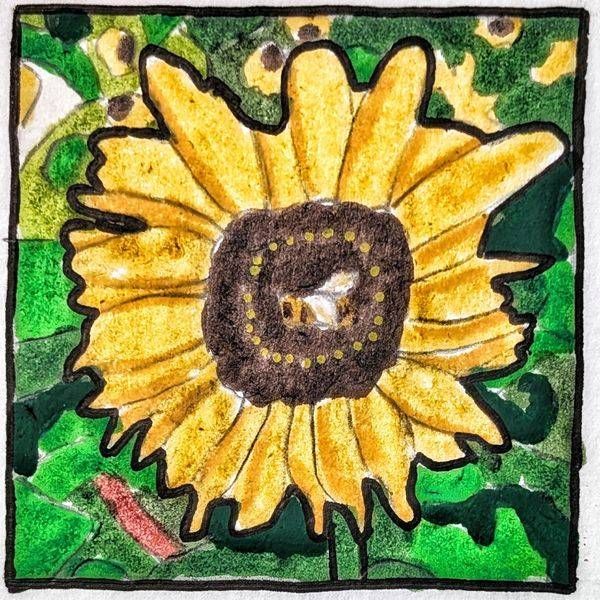 Sunflower Miniature Study – Floral Botanical Artwork by Justyn Simon