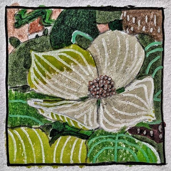 Dogwood Miniature Study | Mixed Media Botanical Flower Art Print