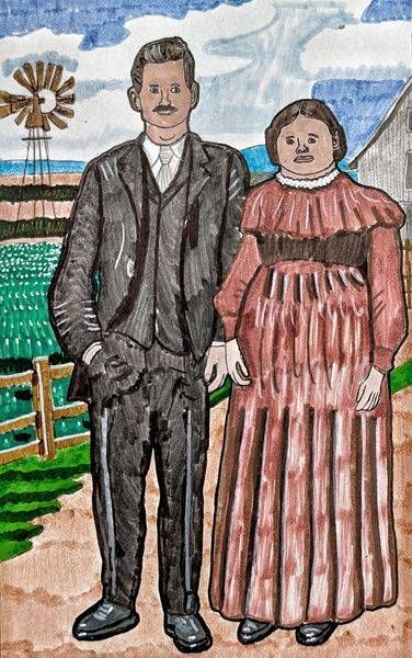 Portrait of Samuel and Ida Fisher | Historical Genealogy Artwork by Justyn Simon