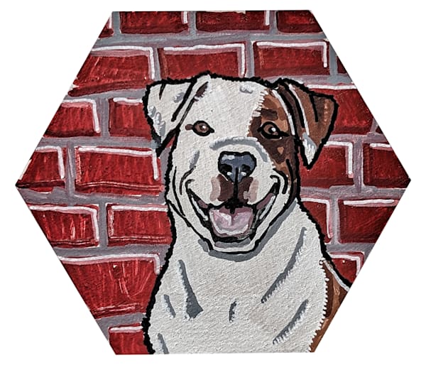 American Bulldog Brick Catan Hex Art Print | Dog Clay Tile Artwork