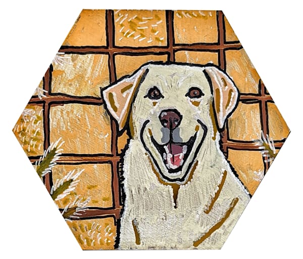Labrador Wheat Hex Art | Settlers of Catan Inspired Dog Painting Print
