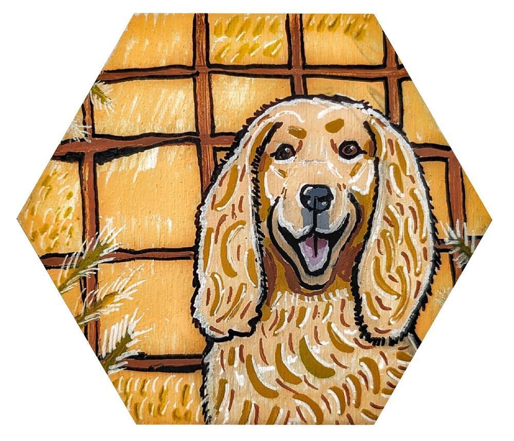 Cocker Spaniel Wheat Field Catan Hex Art Print | The Artistic Shepherd