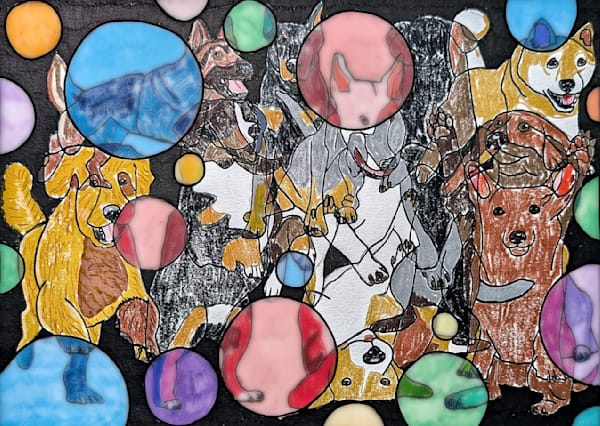 Abstract Realistic Dog Art – 10 Dogs Mixed Media Drawing | The Artistic Shepherd