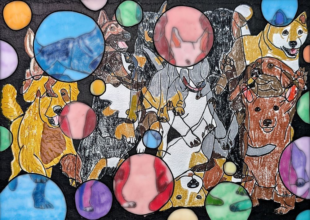 Abstract Realistic Dog Art – 10 Dogs Mixed Media Drawing | The Artistic Shepherd