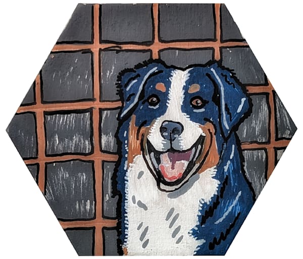 Bernese Mountain Dog Catan Hex Art | Stone Tile Dog Artwork Print